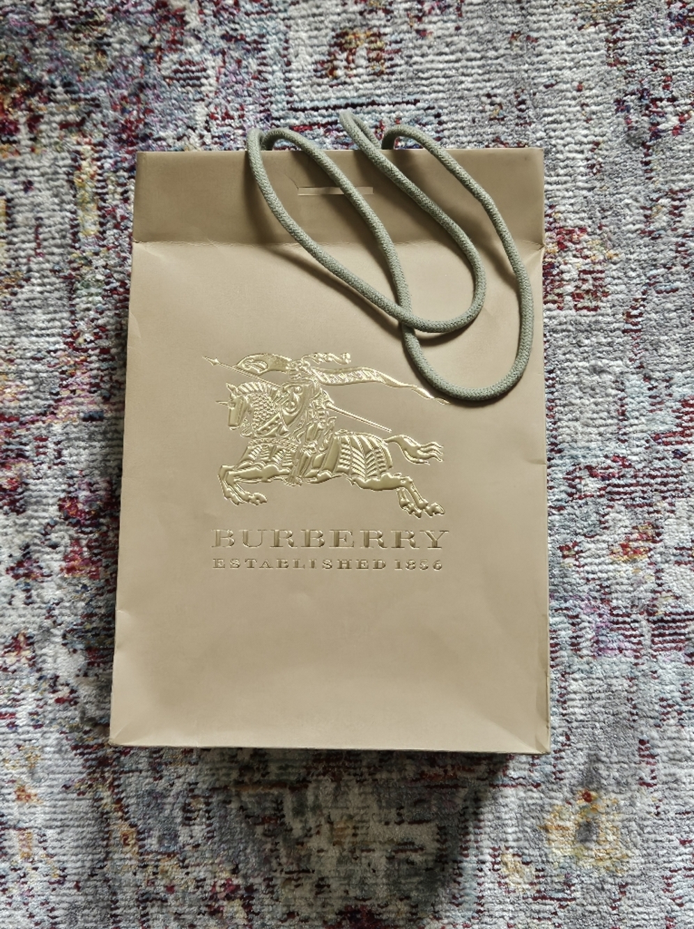 Burberry Cream Tote with Gold Embossed Equestrian Crest